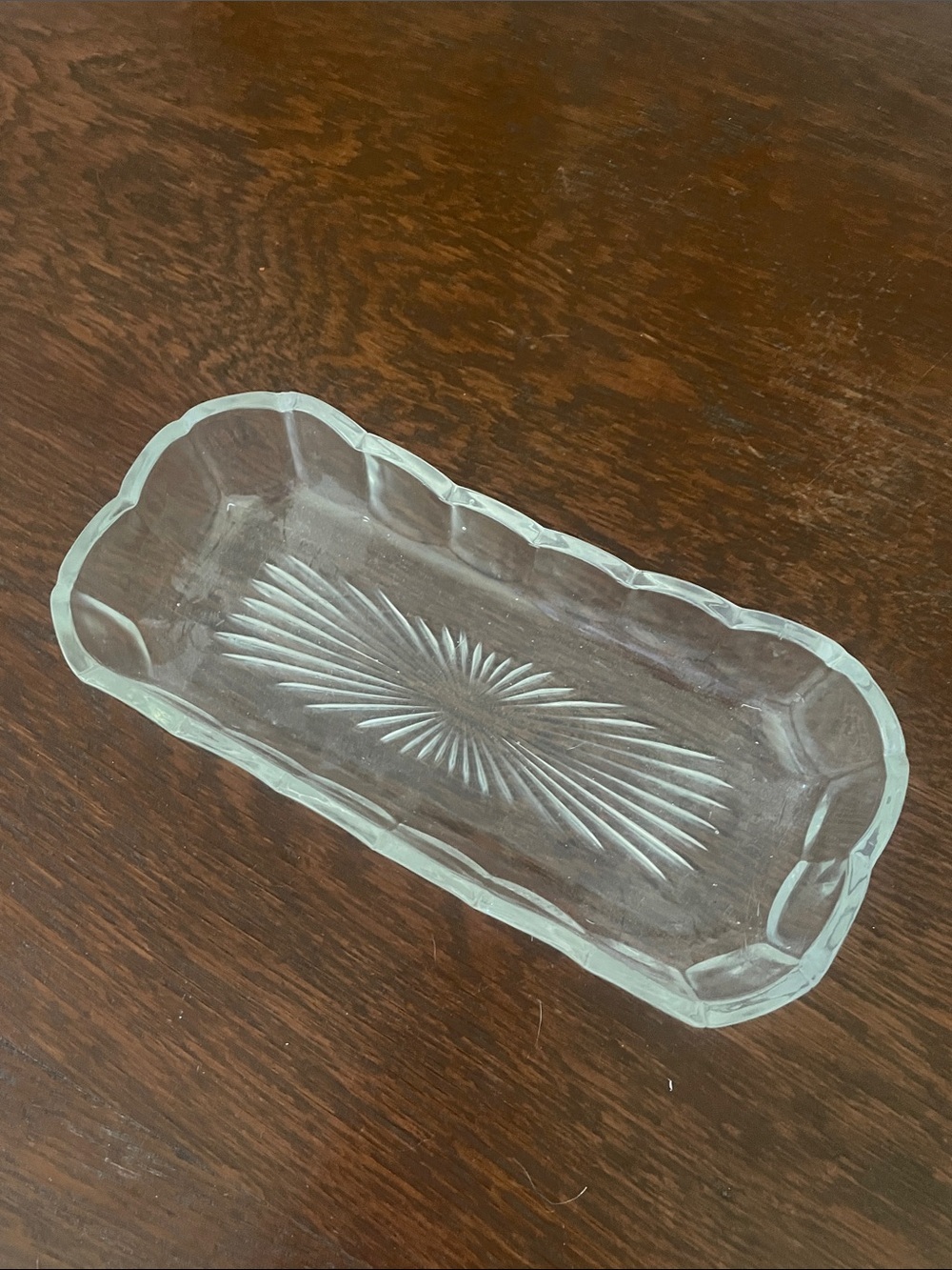Vintage starburst pattern dish with scallop edges